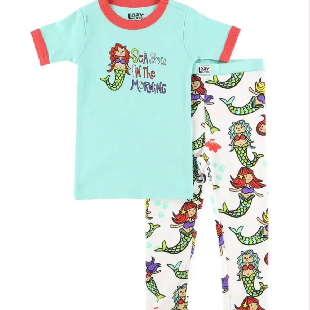 Lazy One “Sea You In The Morning” Mermaid Pajama Set, Size 4T